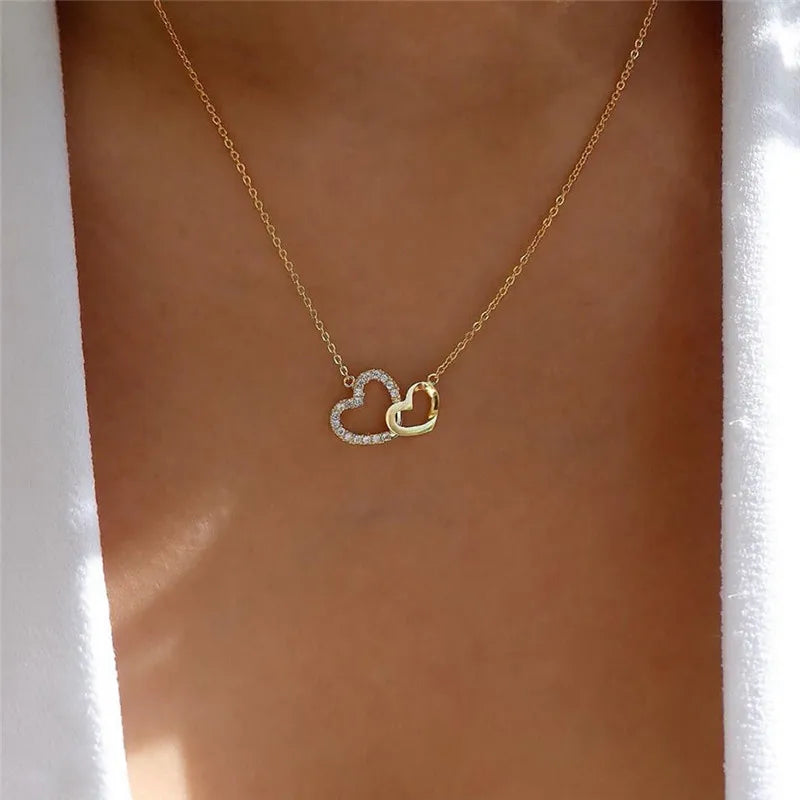 Romantic Simple Small Heart-shaped Necklaces Exquisite Crystal Zircon Pendant