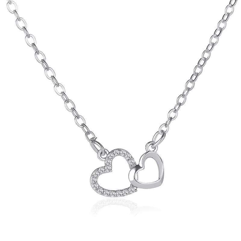 Romantic Simple Small Heart-shaped Necklaces Exquisite Crystal Zircon Pendant