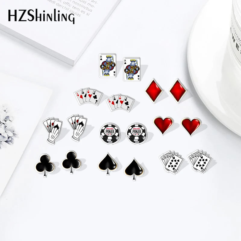 Earrings Poker Icon Funny Earrings Acrylic Resin Craft Epoxy Ear Accessories