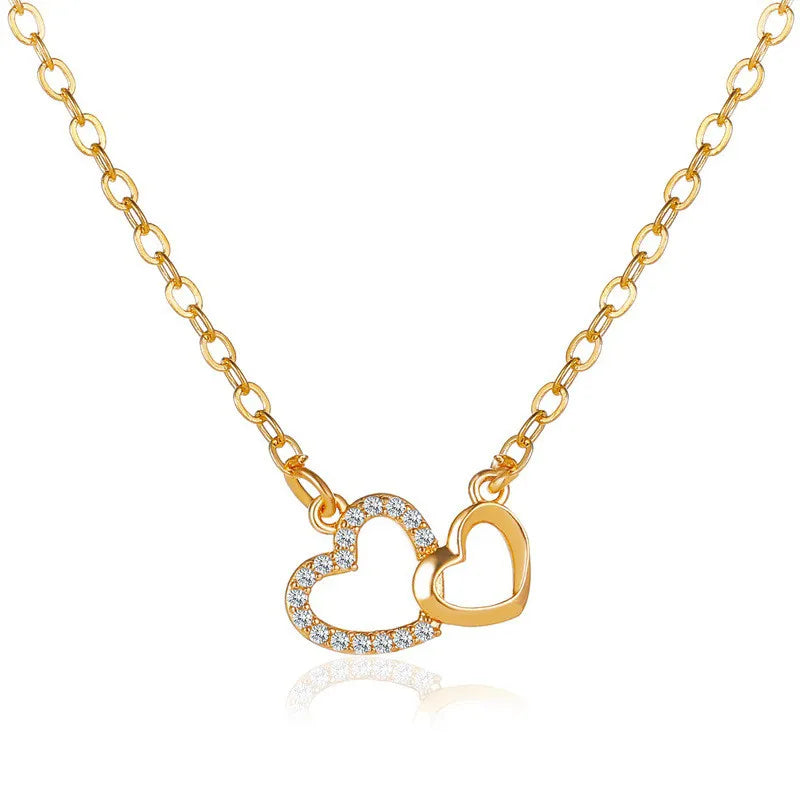 Romantic Simple Small Heart-shaped Necklaces Exquisite Crystal Zircon Pendant