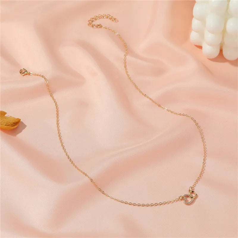 Romantic Simple Small Heart-shaped Necklaces Exquisite Crystal Zircon Pendant