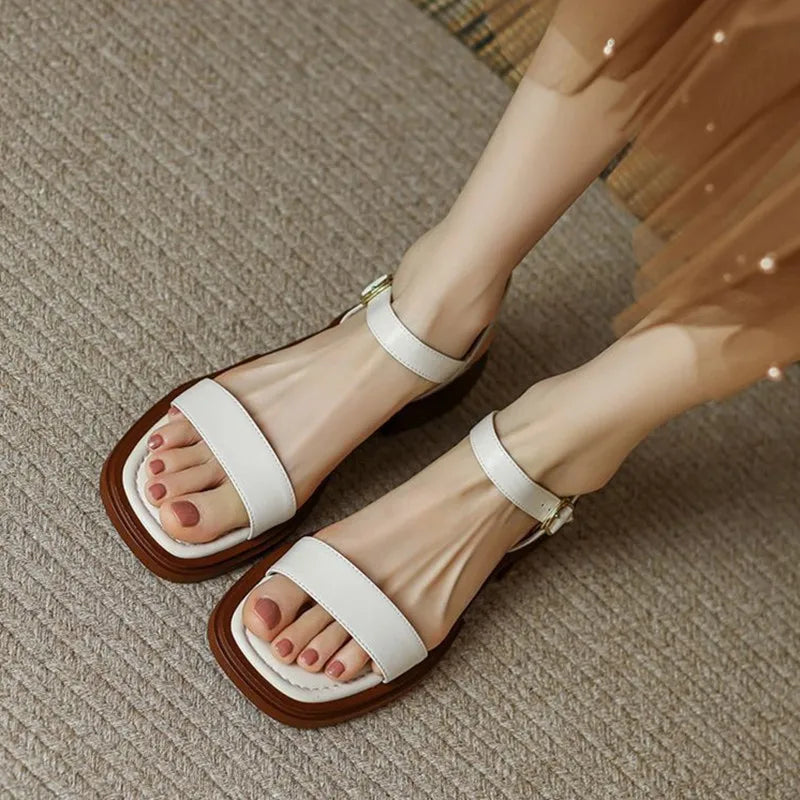 Low Heels Elegant Open Toe Slingback Shoes