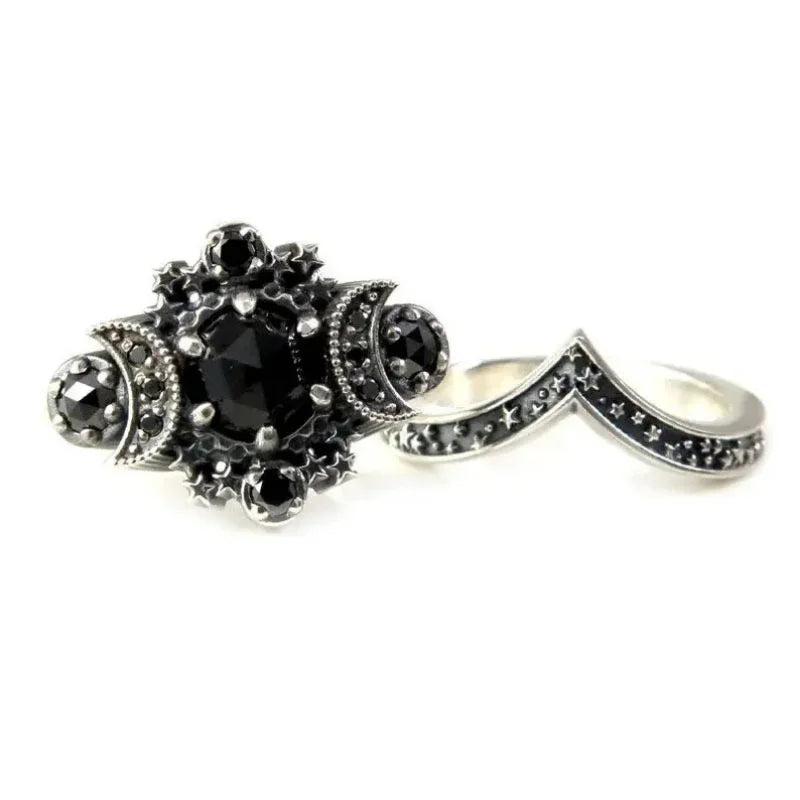 Gothic Universe Moon Women's Ring Set