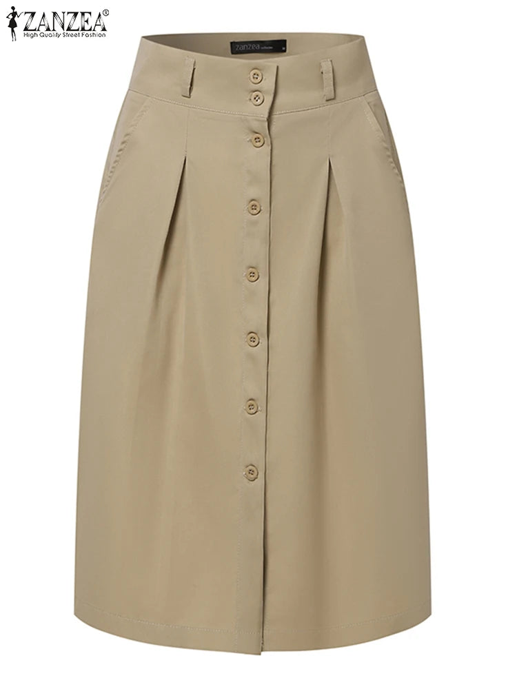 Button Up High Waist Skirt