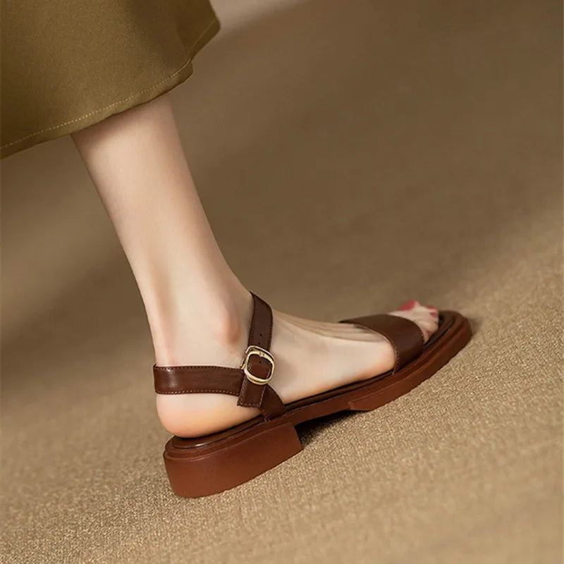 Low Heels Elegant Open Toe Slingback Shoes