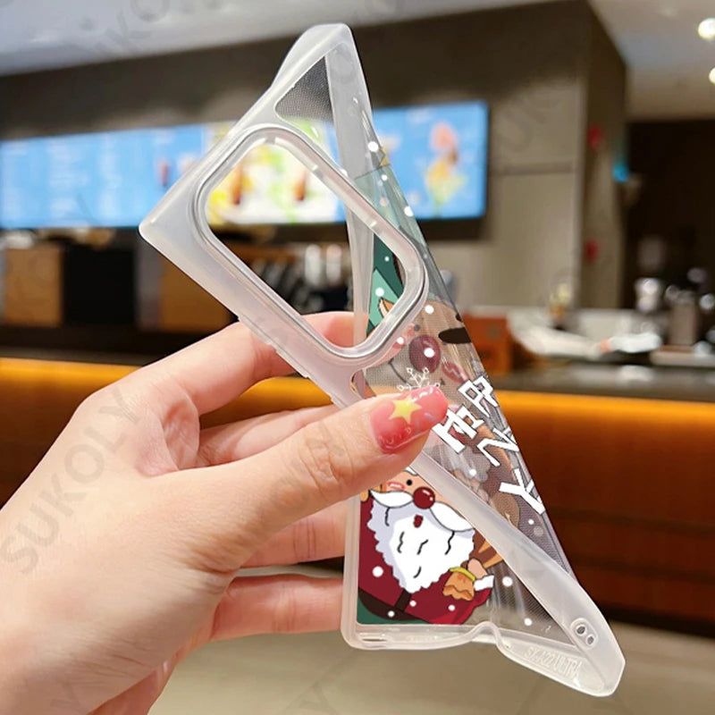 Cartoon Christmas New Year Gift Clear Silicone Case For Samsung Galaxy S22 S23 Ultra S21 S20 FE A53 A52 Shockproof Phone Cover