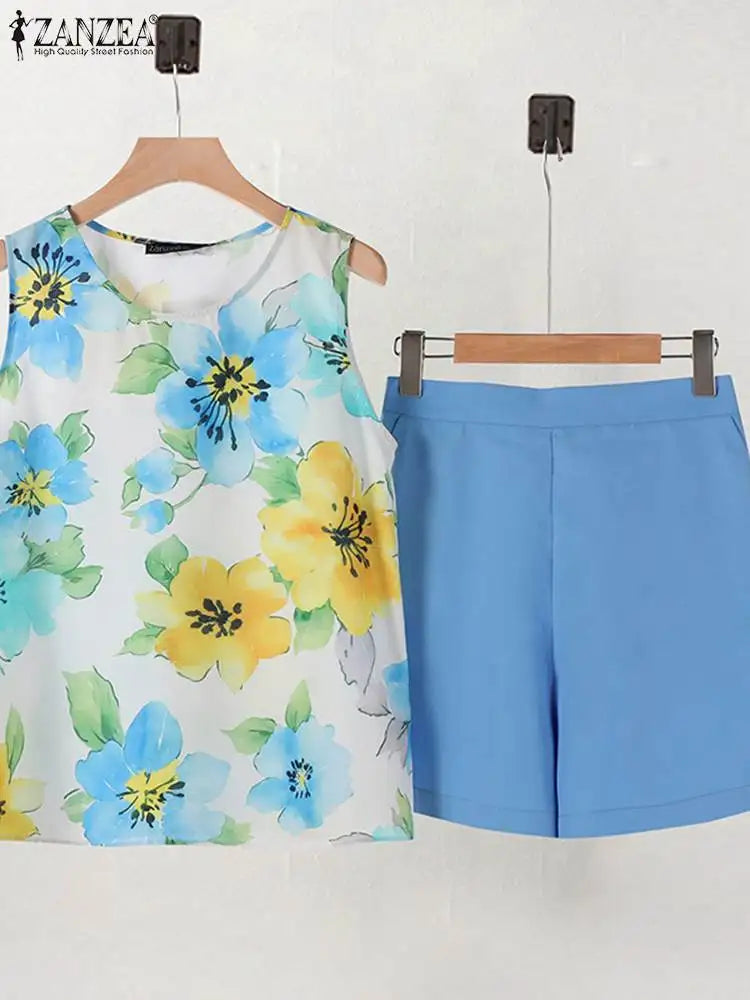 2pcs Outfits Holiday Women Shorts Sets