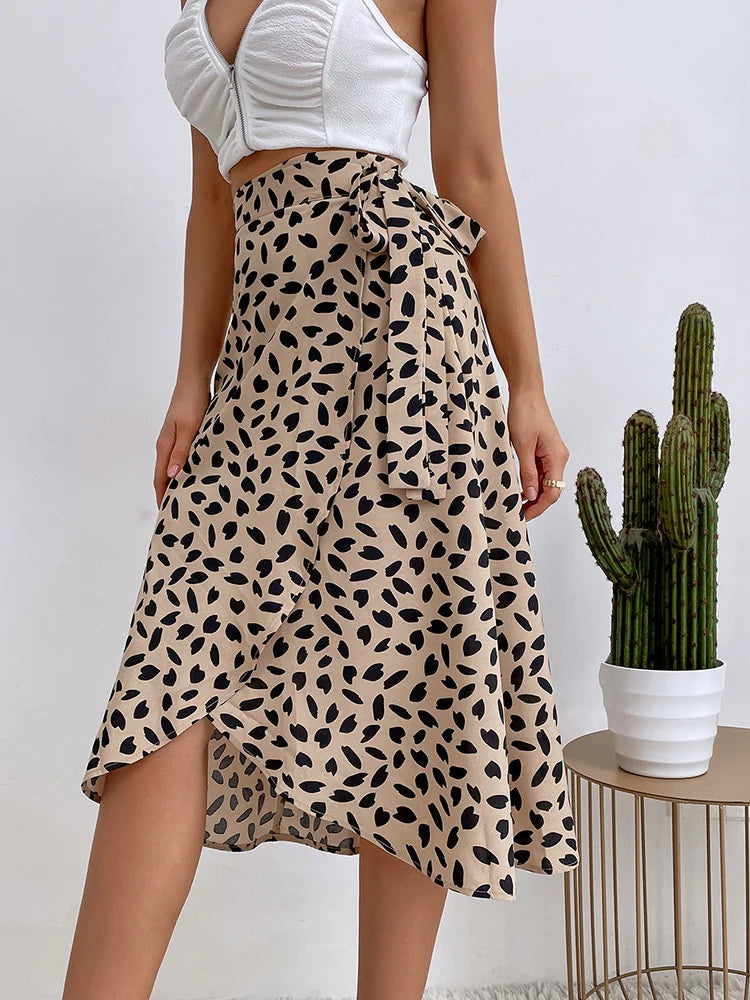 Casual Tie Side Wrap Skirt