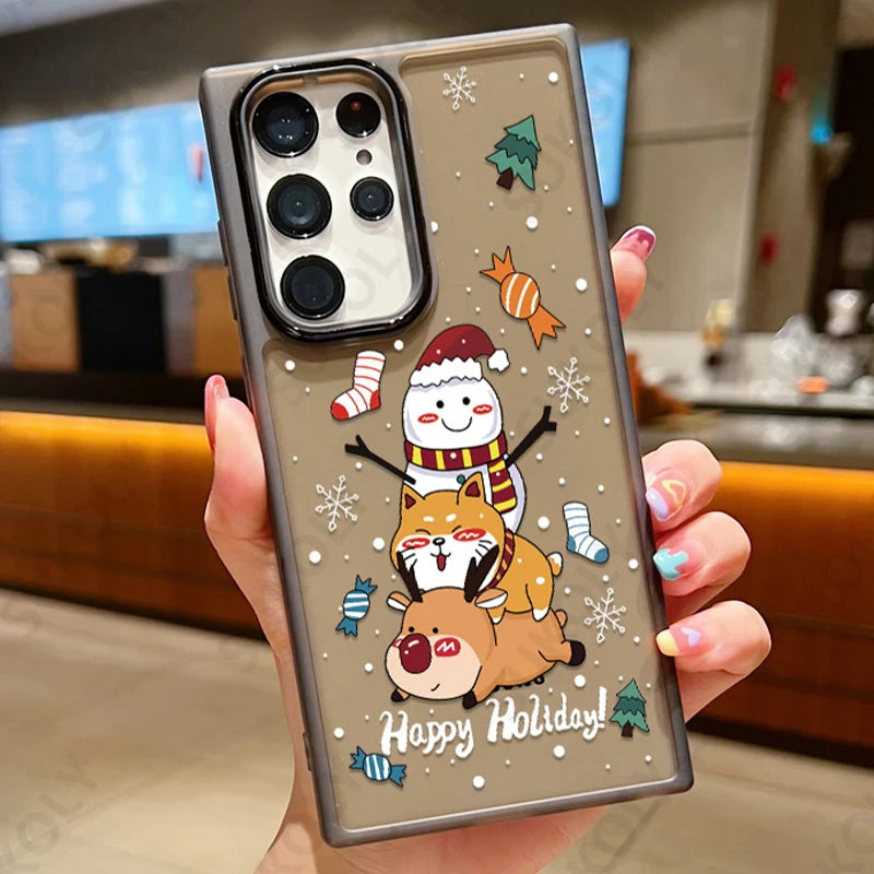 Cartoon Christmas New Year Gift Clear Silicone Case For Samsung Galaxy S22 S23 Ultra S21 S20 FE A53 A52 Shockproof Phone Cover