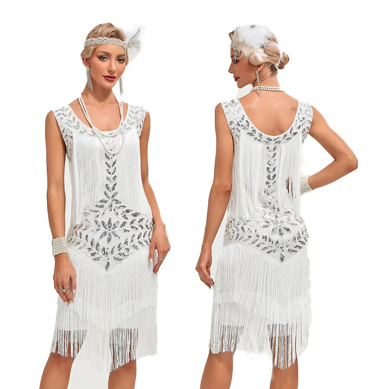 Tassel Women Dress Vintage Evening Party Dress