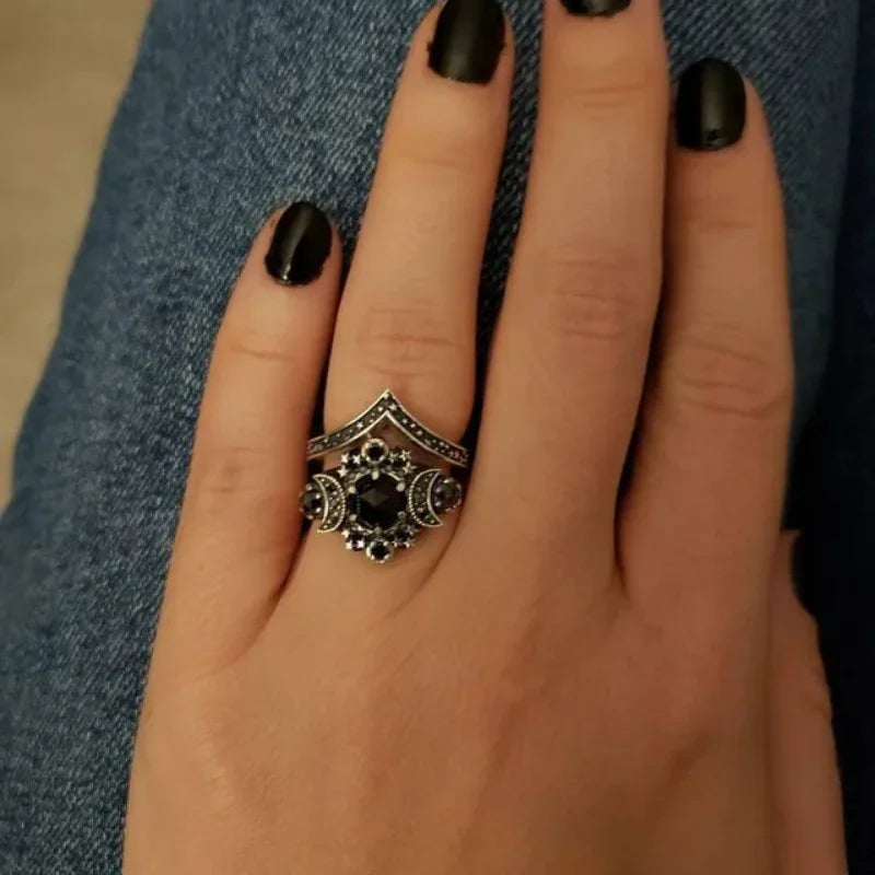 Gothic Universe Moon Women's Ring Set