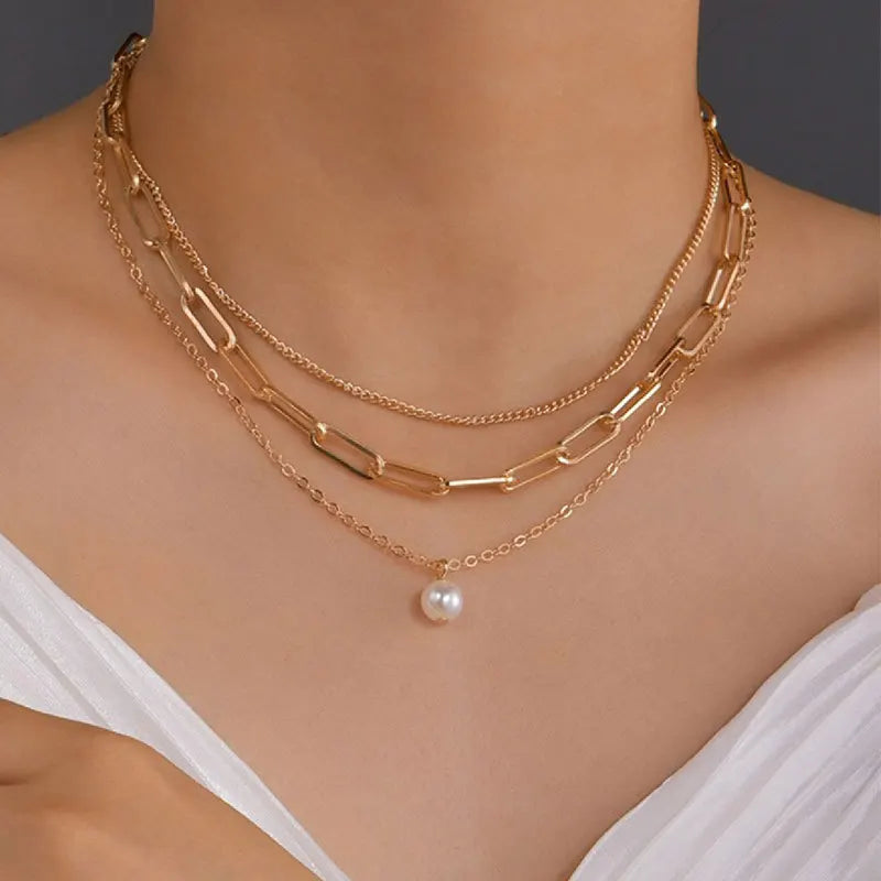 Pearl Charm Layered Necklace