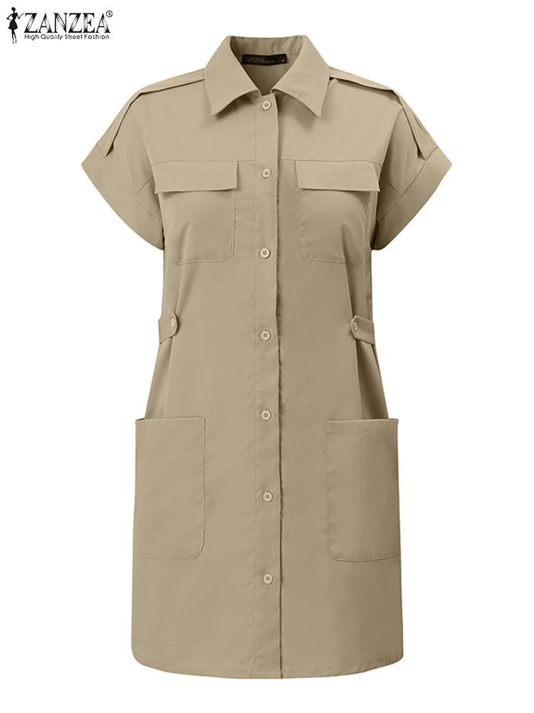 Korean Cargo Shirt Dress