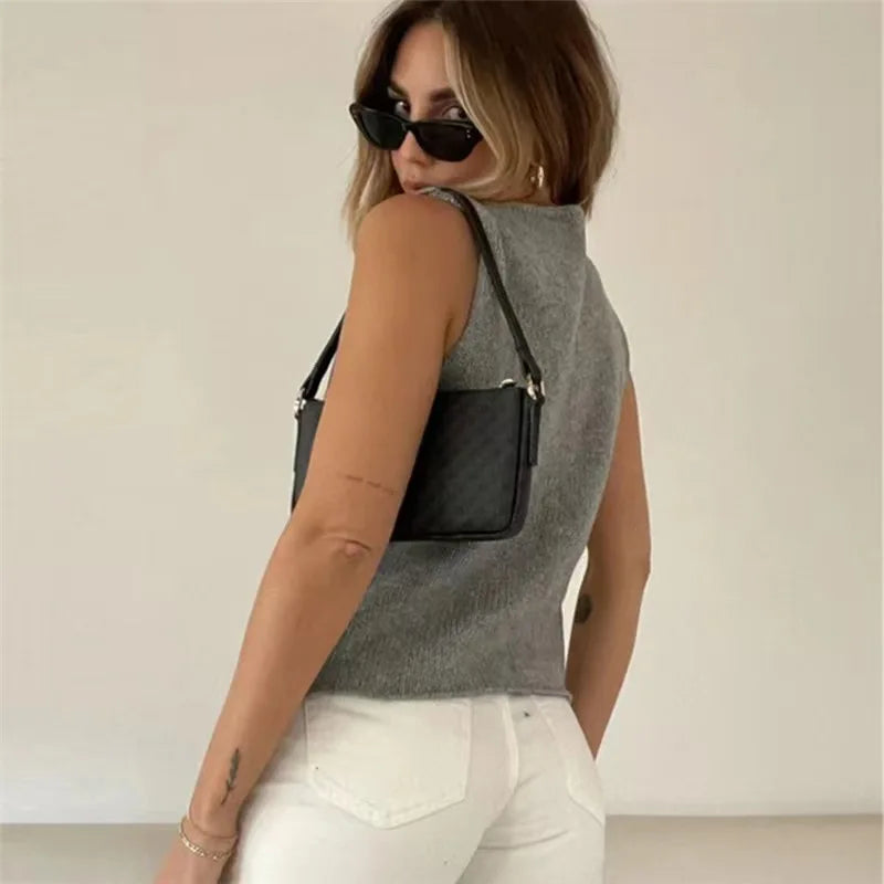 Sleeveless Knitted Tops Cardigan Clothing
