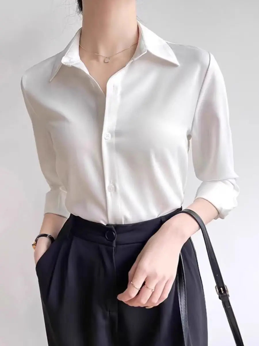 Satin Long Sleeve, Top Office Elegant