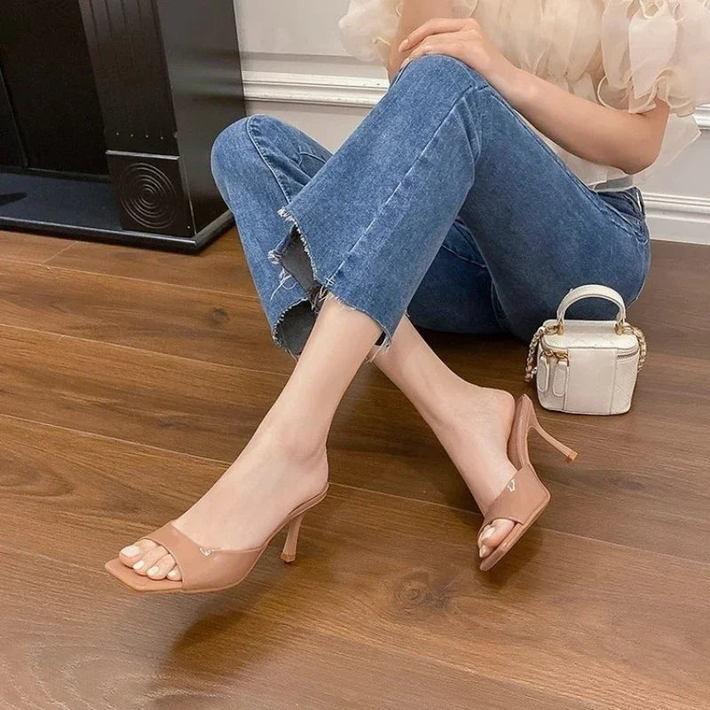Women Trend Sexy Large Size Square Toe Thin Heels