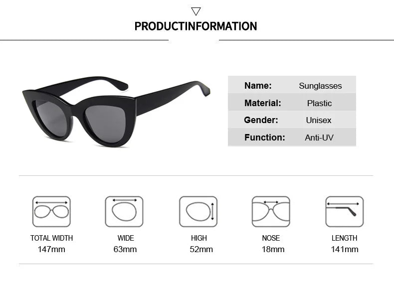 Cat Eye Luxury Brand Designer Black Sun Glasses UV400