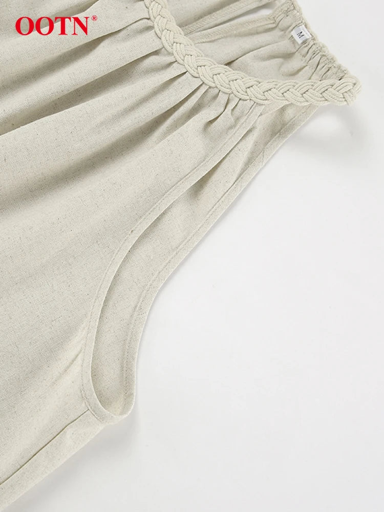 Elegant O-Neck Sleeveless Lace-Up A-Line Dress