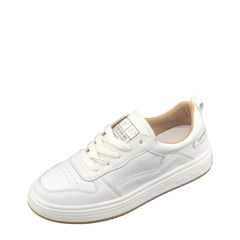 Sneakers Leather Shoes, Trend Casual Flats Sneakers