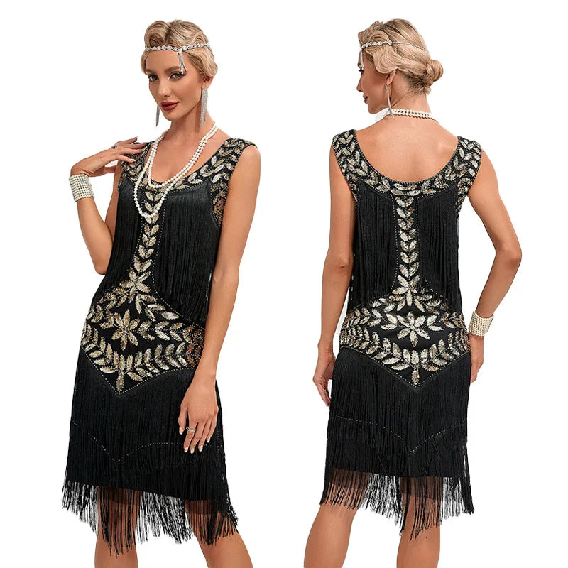 Tassel Women Dress Vintage Evening Party Dress