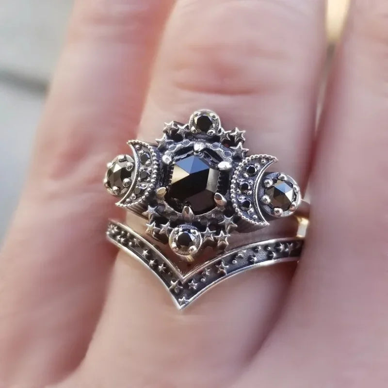 Gothic Universe Moon Women's Ring Set