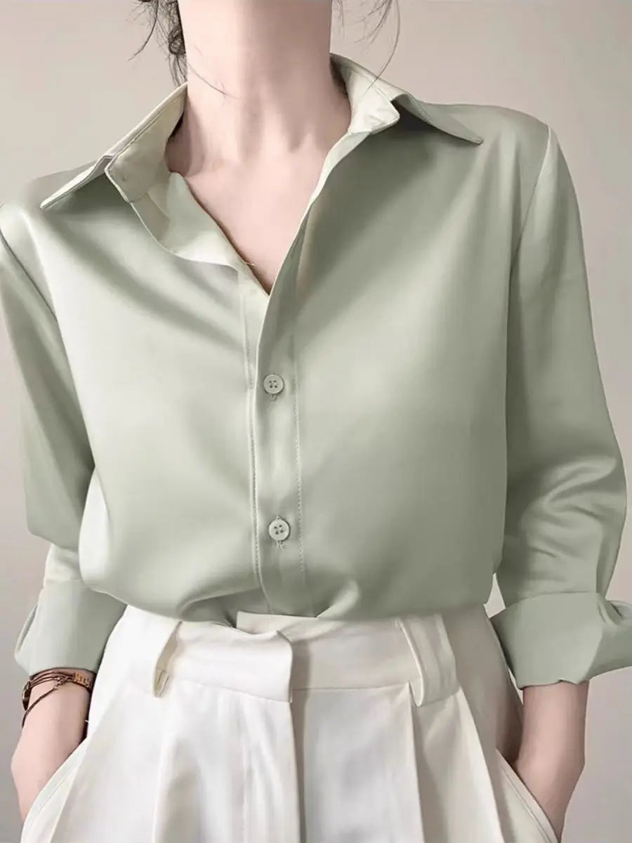 Satin Long Sleeve, Top Office Elegant
