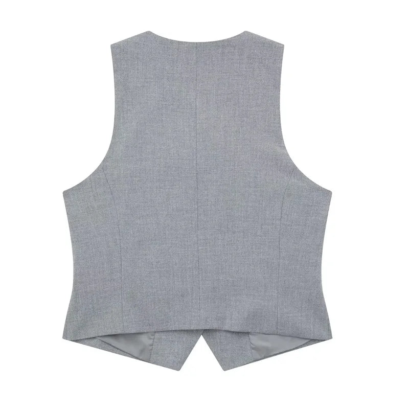 Two Piece Suit Woman Shorts Sets Sleeveless Women's Formal Vest Top