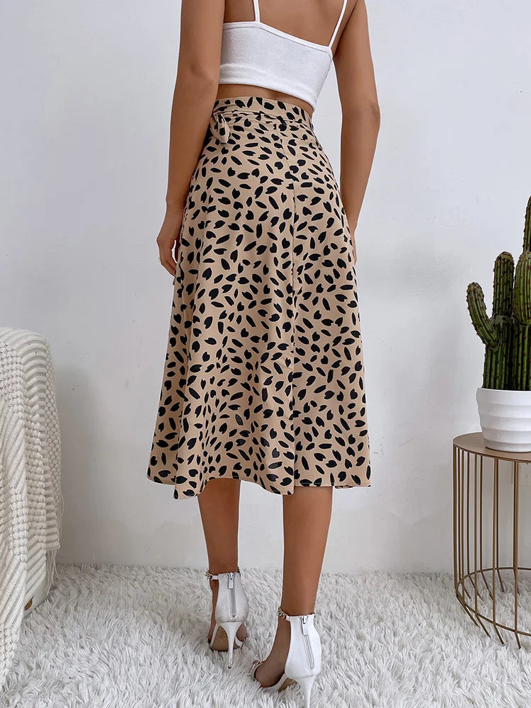 Casual Tie Side Wrap Skirt