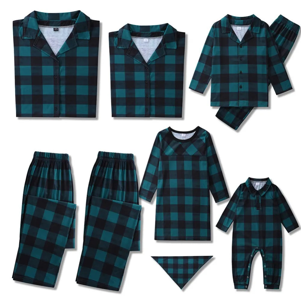 2Pcs/Set Family Matching Outfits Comfortable Pajamas Set Kid Baby Dad Mommy Clothing Warm Sleepwear Plaid Christmas Home Suits