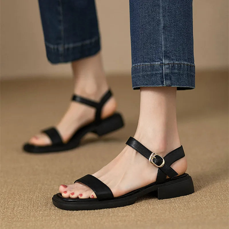 Low Heels Elegant Open Toe Slingback Shoes