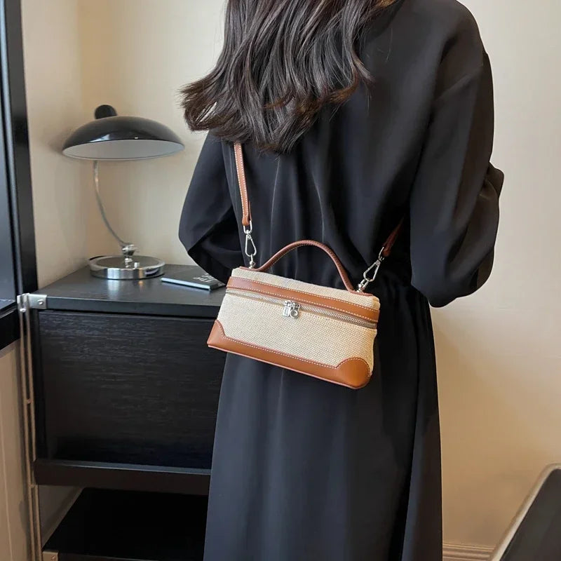 High quality canvas women's box shoulder bag