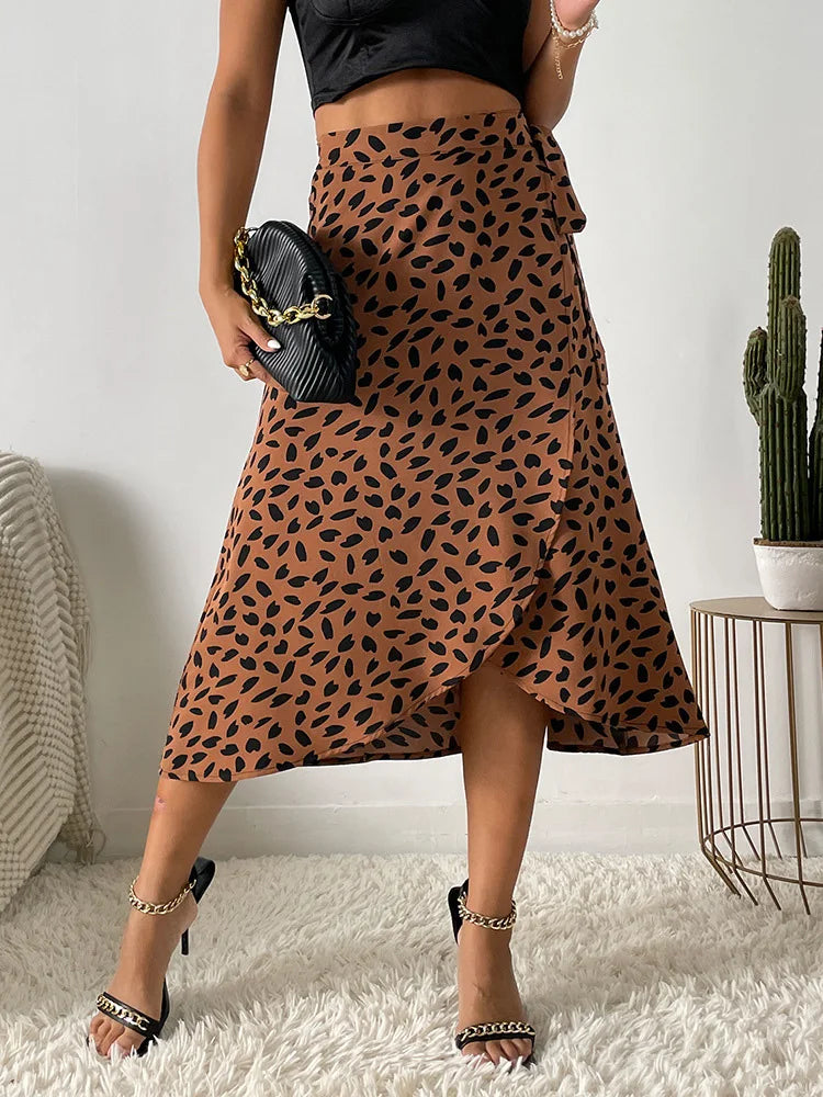 Casual Tie Side Wrap Skirt