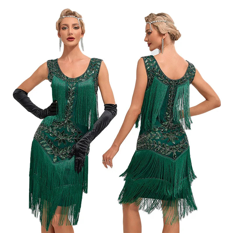 Tassel Women Dress Vintage Evening Party Dress