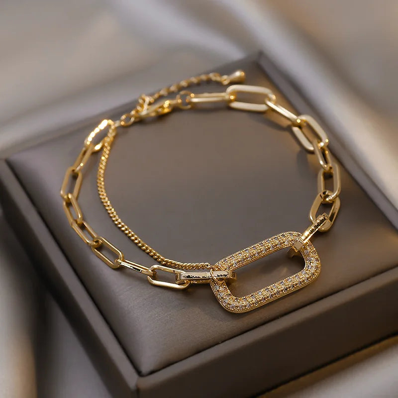In Style Vintage Geometric Crystal Charm Bracelet