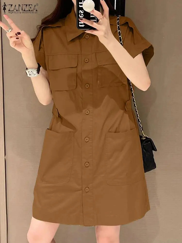 Korean Cargo Shirt Dress