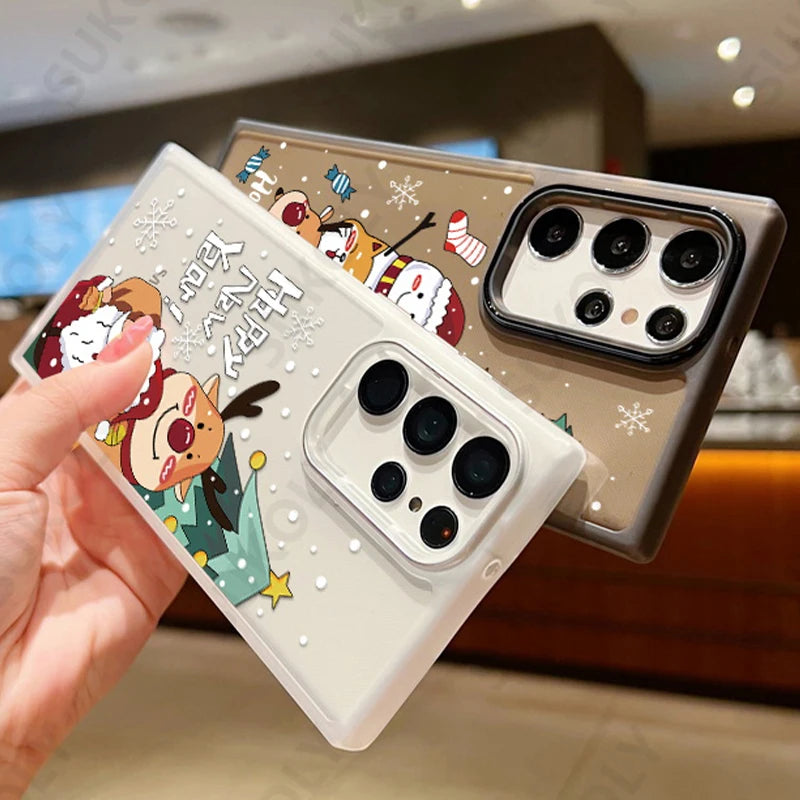 Cartoon Christmas New Year Gift Clear Silicone Case For Samsung Galaxy S22 S23 Ultra S21 S20 FE A53 A52 Shockproof Phone Cover