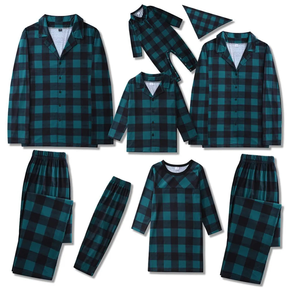 2Pcs/Set Family Matching Outfits Comfortable Pajamas Set Kid Baby Dad Mommy Clothing Warm Sleepwear Plaid Christmas Home Suits