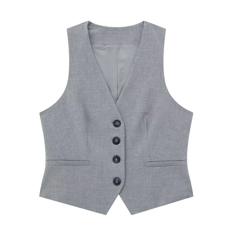 Two Piece Suit Woman Shorts Sets Sleeveless Women's Formal Vest Top