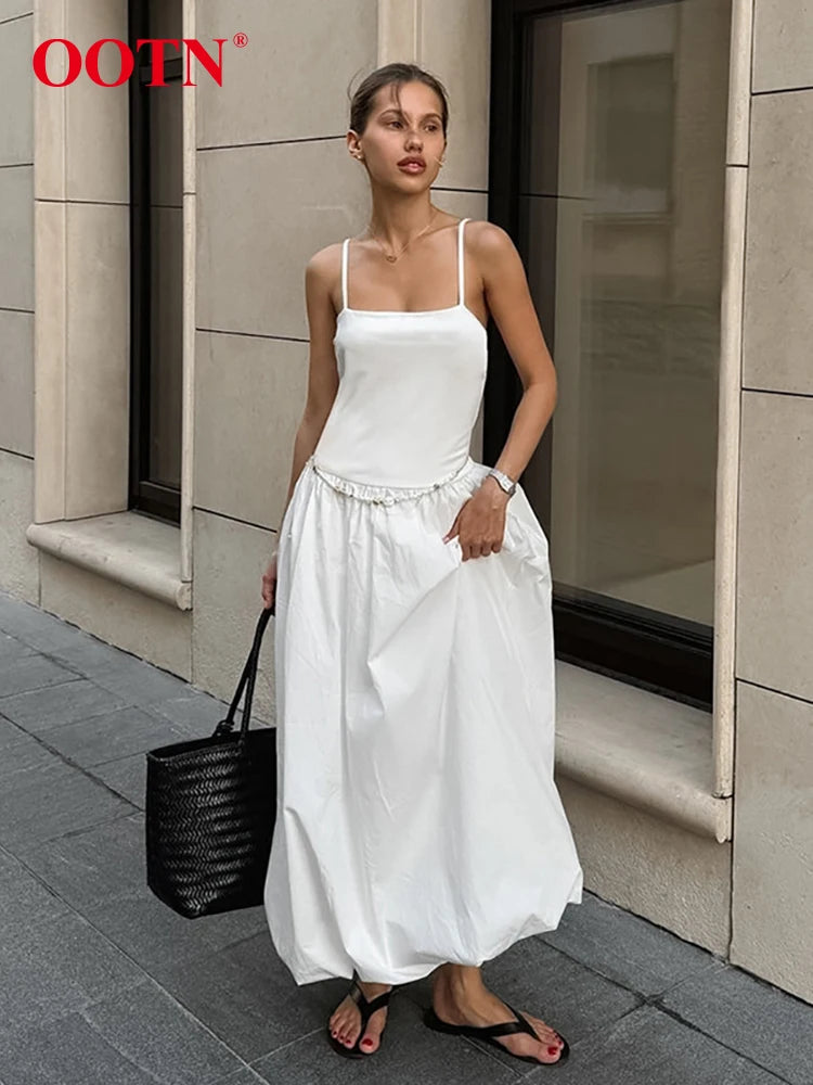 White Inner Sling Spaghetti Strap Dress