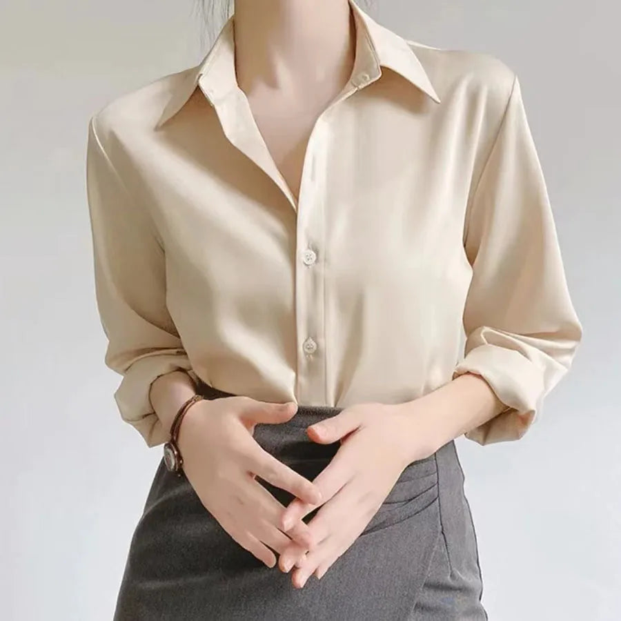 Satin Long Sleeve, Top Office Elegant