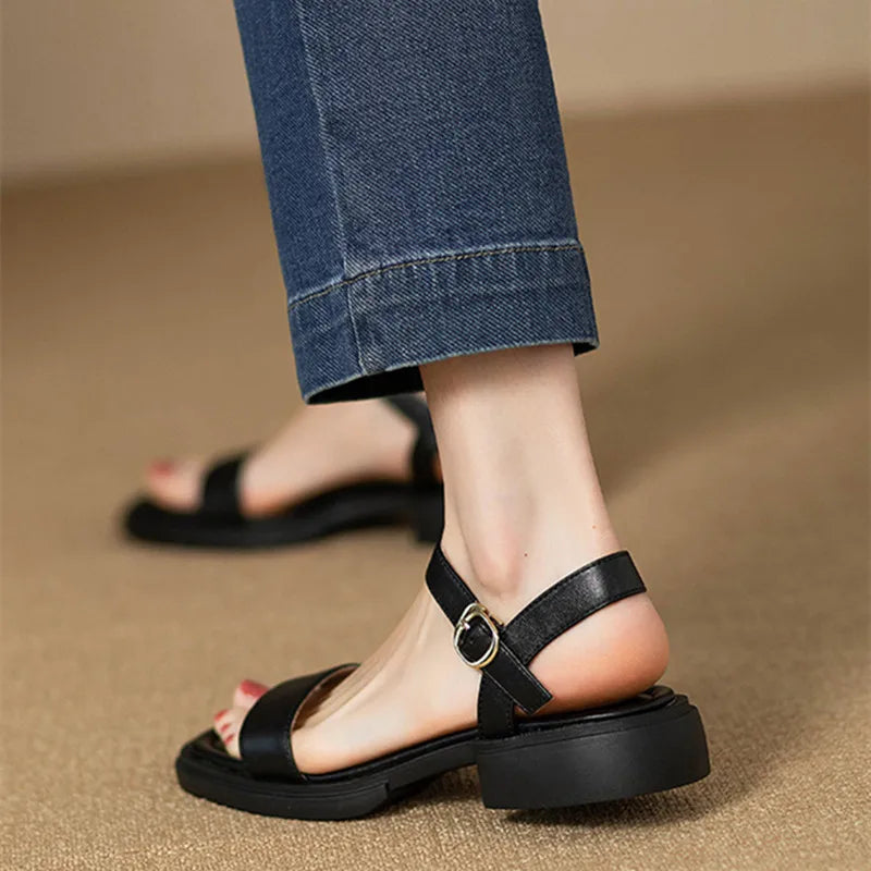 Low Heels Elegant Open Toe Slingback Shoes