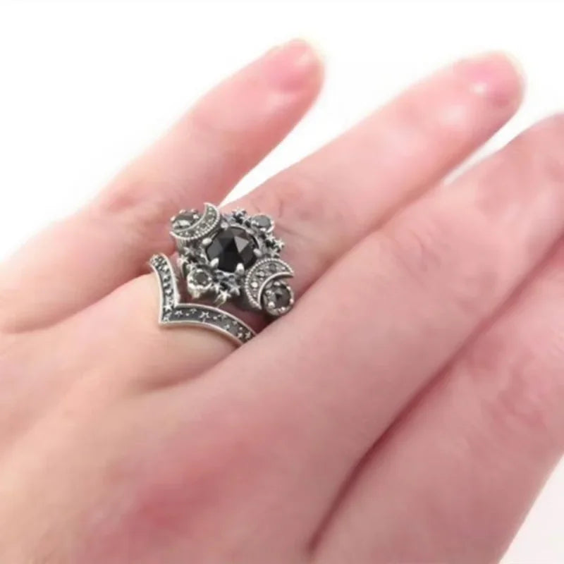 Gothic Universe Moon Women's Ring Set