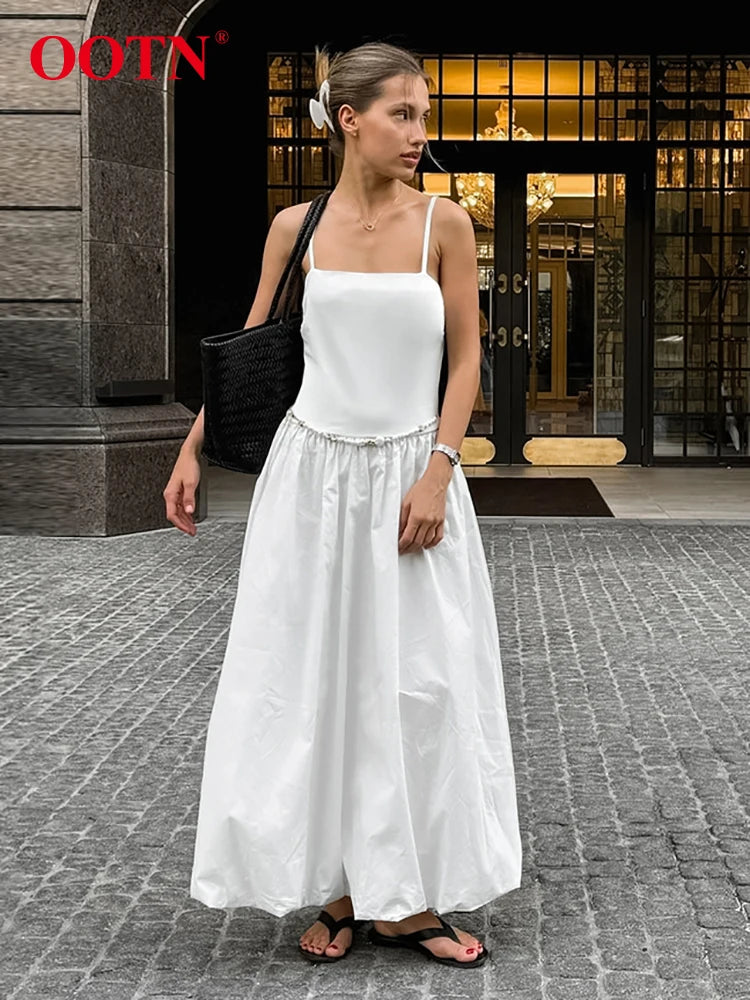 White Inner Sling Spaghetti Strap Dress