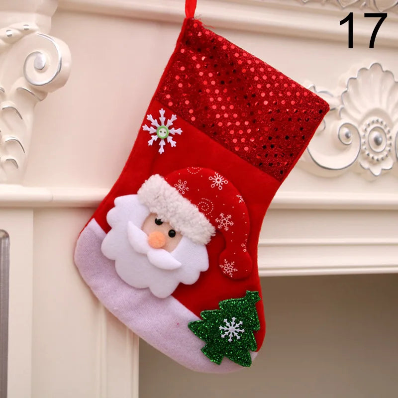 2024 New Year Christmas Stocking Sack Xmas Gifts Candy Bag Noel Christmas Decorations For Children Home Navidad Sock Tree Decor