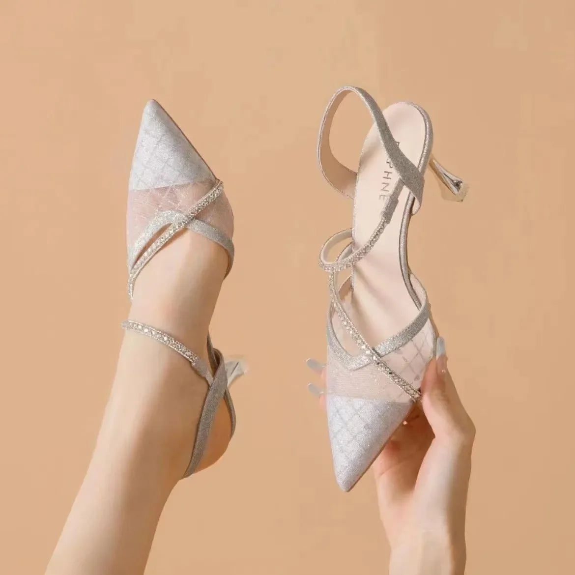 New Pointy Sexy Rhinaute Hollow Stiletto Heels Summer with Skirt