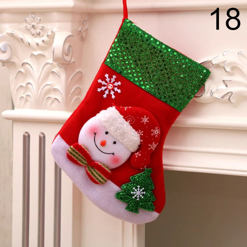 2024 New Year Christmas Stocking Sack Xmas Gifts Candy Bag Noel Christmas Decorations For Children Home Navidad Sock Tree Decor