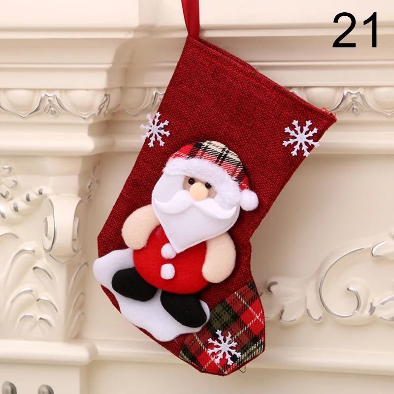 2024 New Year Christmas Stocking Sack Xmas Gifts Candy Bag Noel Christmas Decorations For Children Home Navidad Sock Tree Decor