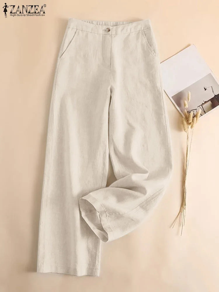 Breathable Cotton Linen Straight Pant