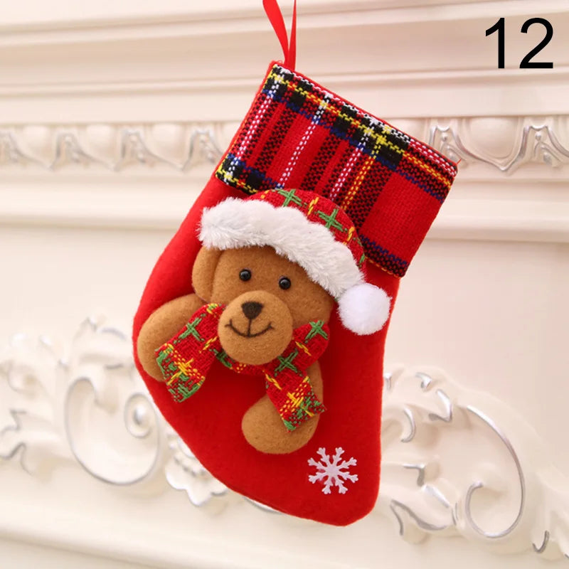 2024 New Year Christmas Stocking Sack Xmas Gifts Candy Bag Noel Christmas Decorations For Children Home Navidad Sock Tree Decor