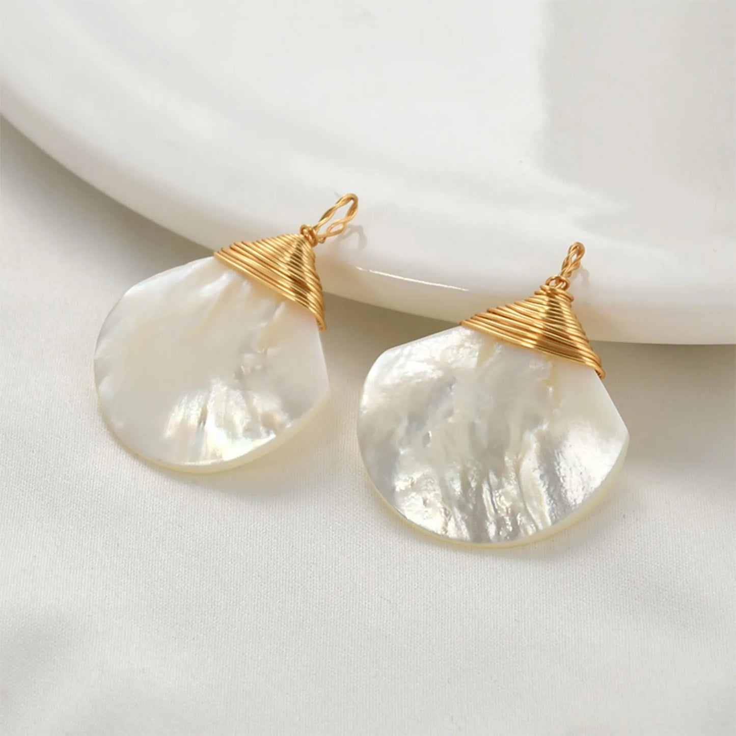 1pc Brass Charms Gold Color Wire Wrapped White Baroque Natural Pearl Pendants and Earrings